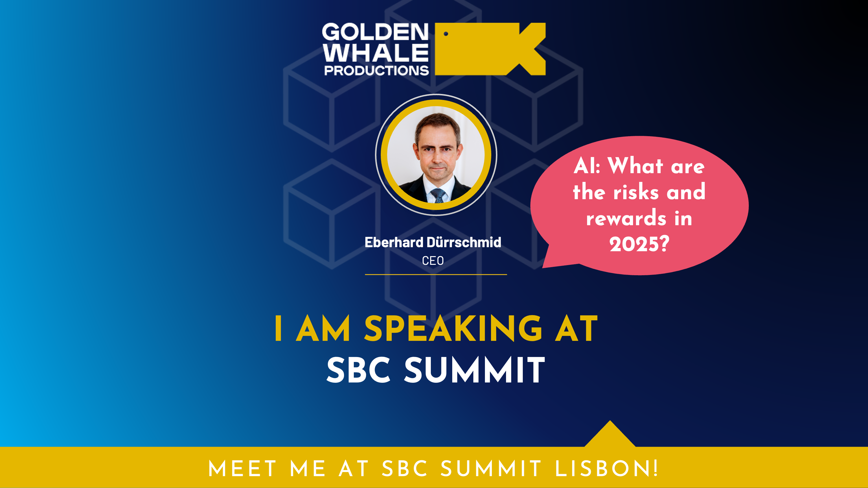 Eberhard Dürrschmid CEO Golden Whale speaking at SBC Summit about AI